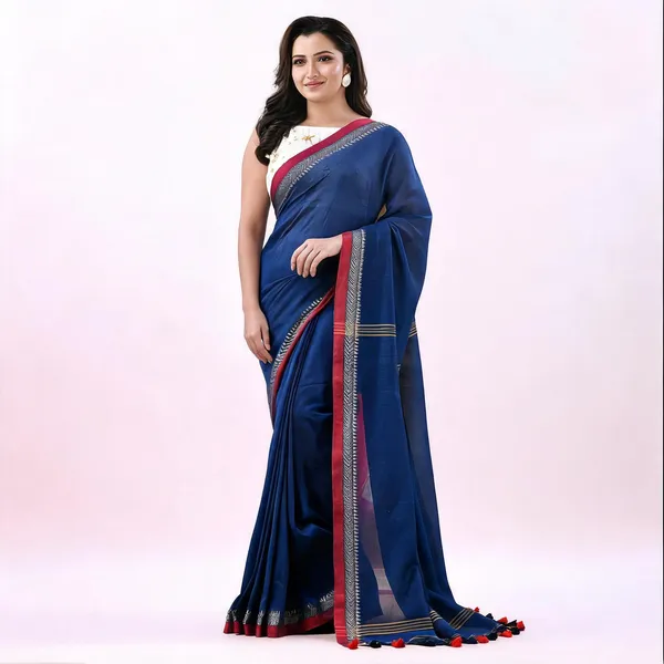Blue_Cotton_Handloom_Woven_Saree_With_Blouse_Piece_For_Women