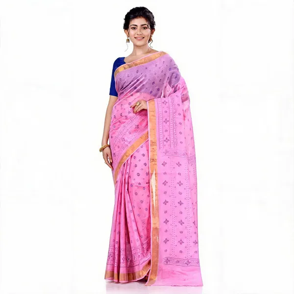 Pink_Cotton_Handloom_Tant_Saree_For_Women