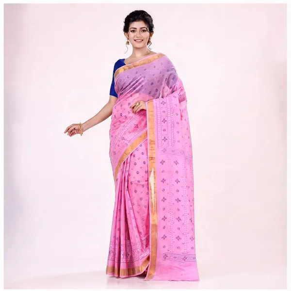 Pink_Cotton_Handloom_Tant_Saree_For_Women