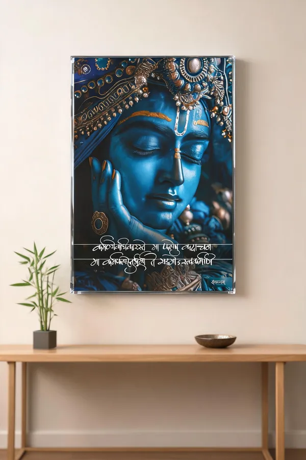 Karmanye_Vadhikaraste_Krishna_Divine_Serenity_Acrylic_Frame_With_Frame