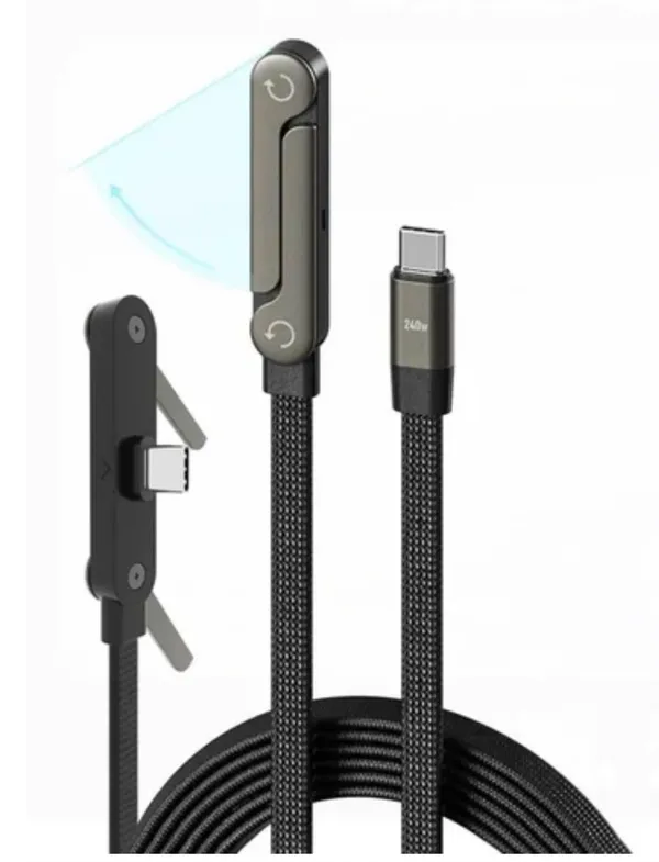USB_C_to_USB_C_Cable,_Type-C_240W_Fast_Charging_Cable_5_FT，USB_c_Cable_Right_Angle,_Foldable_Bracket_Data_Cable_with_invisible_mobile_stand