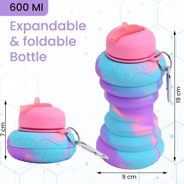 Multicolor_Food_Grade_Silicone_Collapsible_Donut_Water_Bottle_With_Flip_Cap