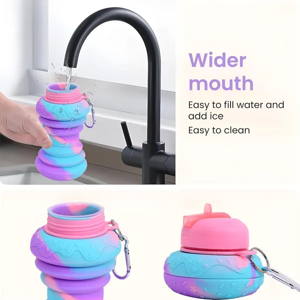 Multicolor_Food_Grade_Silicone_Collapsible_Donut_Water_Bottle_With_Flip_Cap
