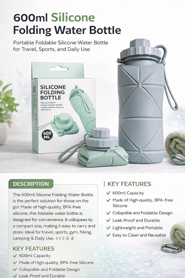 Steel_Grey_Food_Grade_Silicone_Collapsible_Foldable_Water_Bottle_600Ml