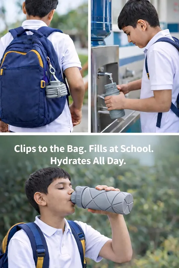 Steel_Grey_Food_Grade_Silicone_Collapsible_Foldable_Water_Bottle_600Ml