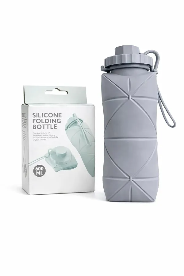 Steel_Grey_Food_Grade_Silicone_Collapsible_Foldable_Water_Bottle_600Ml