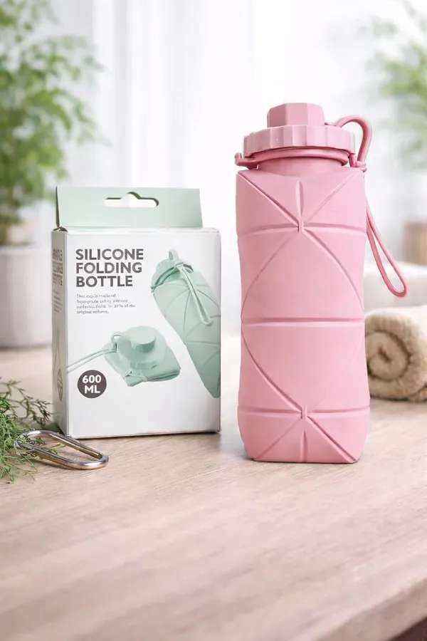 Pink_Food_Grade_Silicone_Collapsible_Foldable_Water_Bottle_600Ml