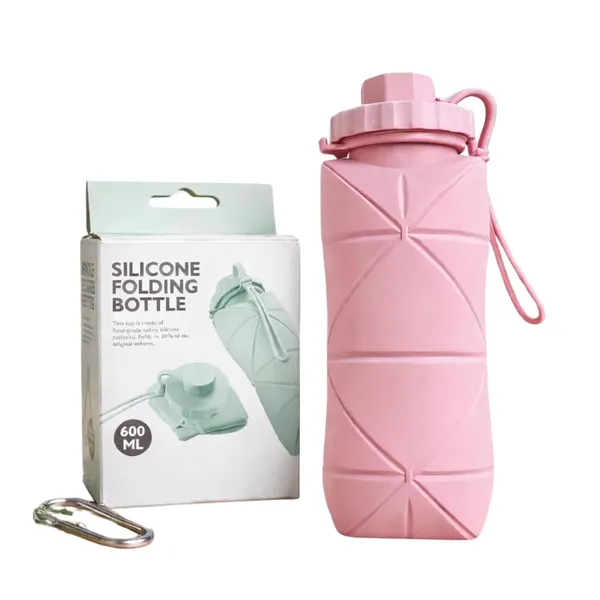 Pink_Food_Grade_Silicone_Collapsible_Foldable_Water_Bottle_600Ml