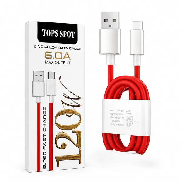 Red_And_White_Tops_Spot_Usb_120W_Zinc_Alloy_Fast_Charging_Data_Cable