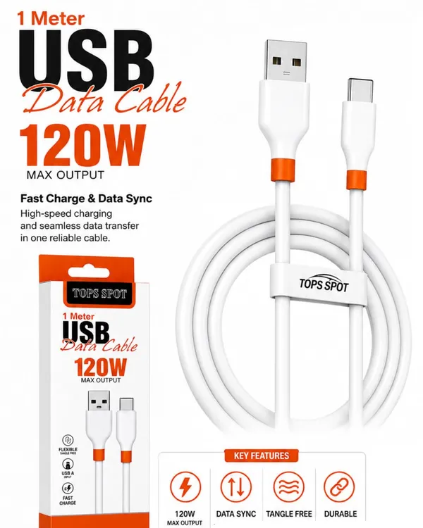 White_Tops_Spot_Usb-A_To_Type-C_120W_Fast_Charging_Cable_1M