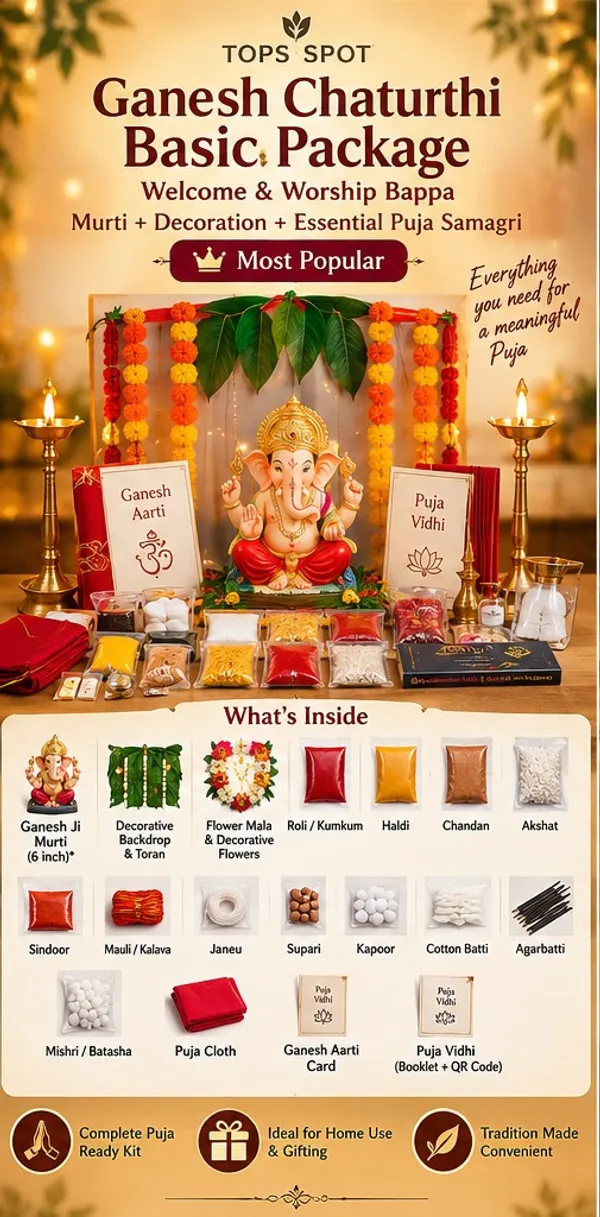 TOPS_SPOT_Ganesh_Chaturthi_Complete_Puja_Kit_|_Ganesh_Ji_Murti,_Grand_Decoration_&_Puja_Samagri_|_Ganpati_Sthapana,_Aarti,_Puja_&_Visarjan_Kit_for_Home
