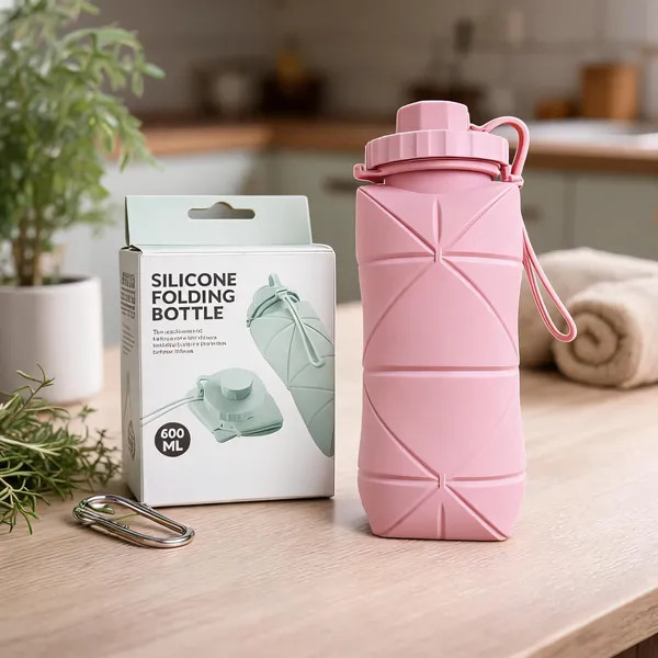 Pink_Food_Grade_Silicone_Collapsible_Foldable_Water_Bottle_600Ml