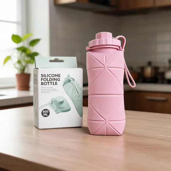 Pink_Food_Grade_Silicone_Collapsible_Foldable_Water_Bottle_600Ml