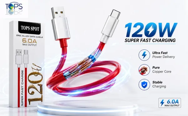 Red_And_White_Tops_Spot_Usb_120W_Zinc_Alloy_Fast_Charging_Data_Cable