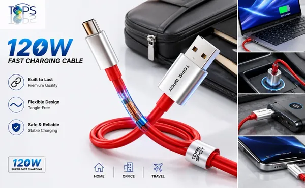 Red_And_White_Tops_Spot_Usb_120W_Zinc_Alloy_Fast_Charging_Data_Cable