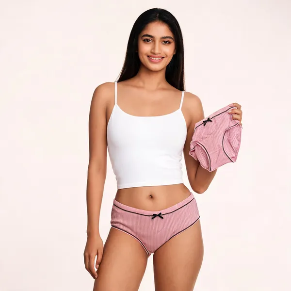 Pink_Ribbed_Brief_Panty_For_Women_-_Pack_of_2