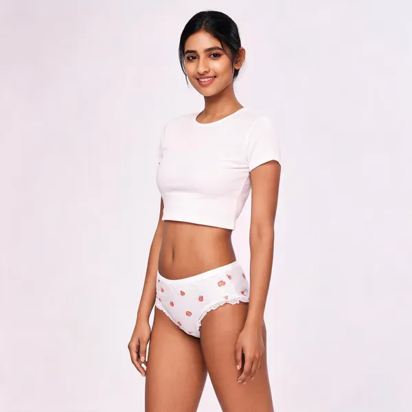 White_Cotton_Strawberry_Print_Brief_Undies_For_Women_-_Pack_of_2
