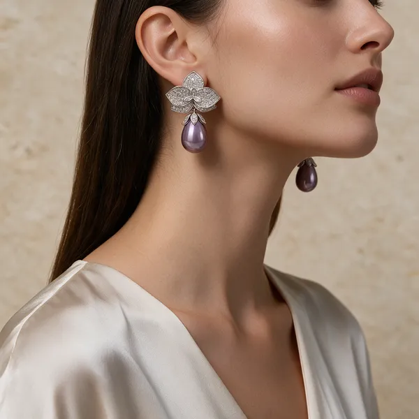 Silver-Tone_Floral_Crystal_Purple_Pearl_Drop_Earrings_For_Women