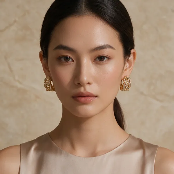 Gold-Tone_Cubic_Zirconia_Woven_Hoop_Earrings_For_Women