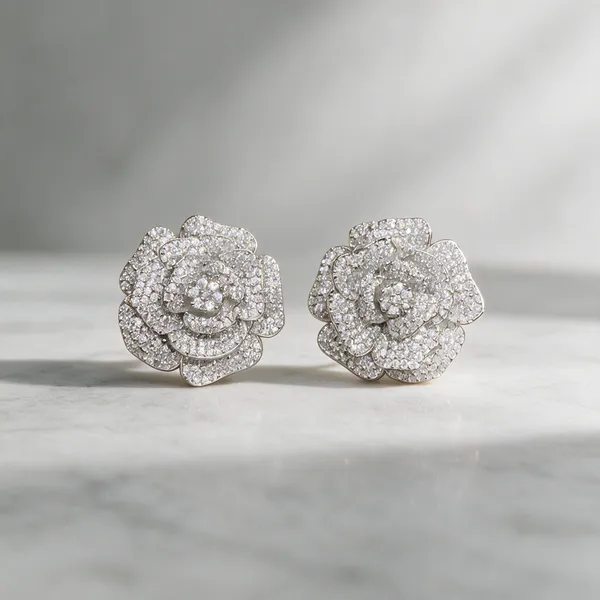 Silver-Tone_Crystal_Floral_Stud_Earrings_For_Women