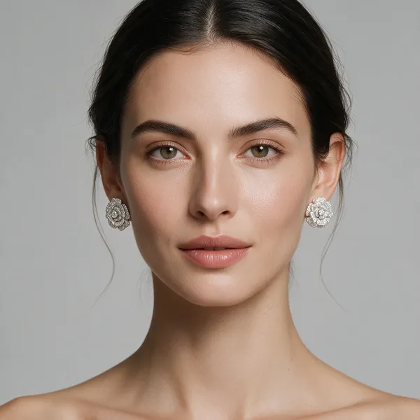 Silver-Tone_Crystal_Floral_Stud_Earrings_For_Women