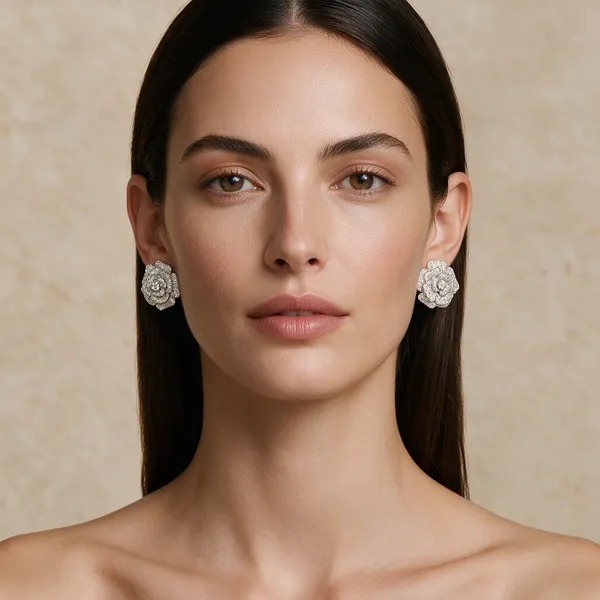 Silver-Tone_Crystal_Floral_Stud_Earrings_For_Women