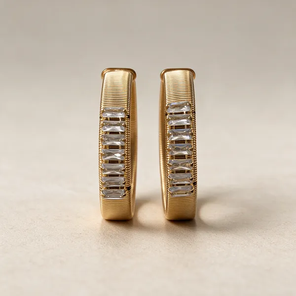 Gold-Tone_Clear_Stone_Embellished_Hoop_Earrings_For_Women
