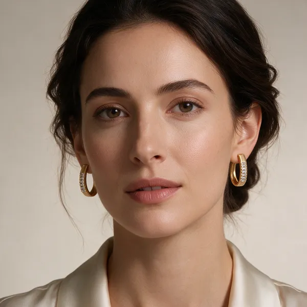 Gold-Tone_Clear_Stone_Embellished_Hoop_Earrings_For_Women