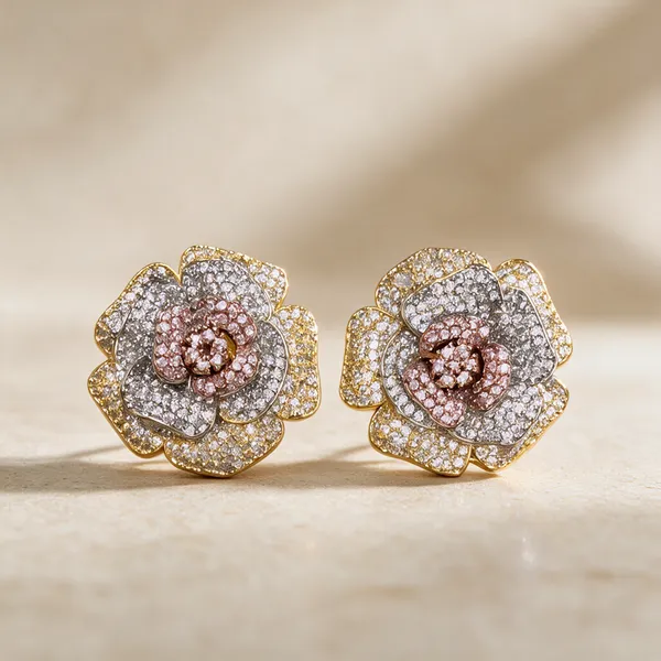 Gold-Tone_Floral_Stone_Stud_Earrings_For_Women