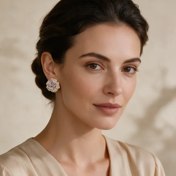Gold-Tone_Floral_Stone_Stud_Earrings_For_Women