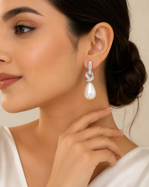Silver-Tone_Faux_Pearl_Teardrop_Drop_Earrings_For_Women