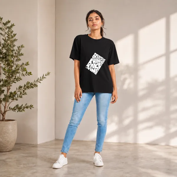 Great_Things_Take_Time_Dark_Q_Unisex_Classic_Crew_T_Shirt