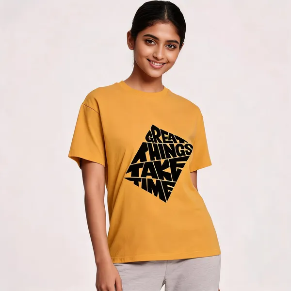 Golden_Yellow_Cotton_Regular_Fit_Crew_Neck_T-Shirt_For_Unisex