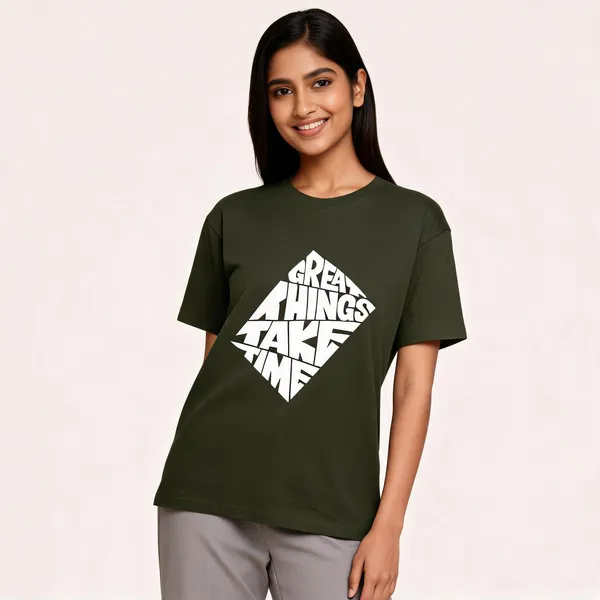 Olive_Green_Cotton_Regular_Fit_Crew_Neck_T-Shirt_For_Unisex