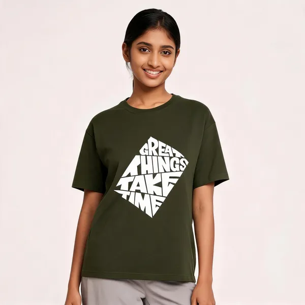 Olive_Green_Cotton_Regular_Fit_Crew_Neck_T-Shirt_For_Unisex