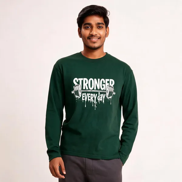 Bottle_Green_Cotton_Regular_Fit_Full_Sleeve_T-Shirt_For_Men