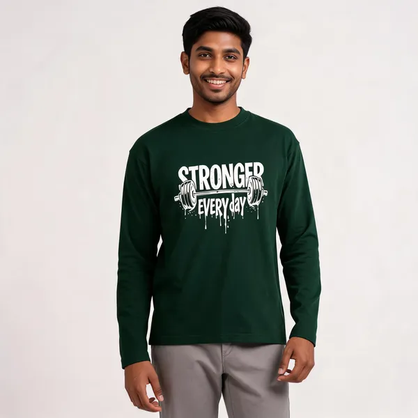 Bottle_Green_Cotton_Regular_Fit_Full_Sleeve_T-Shirt_For_Men