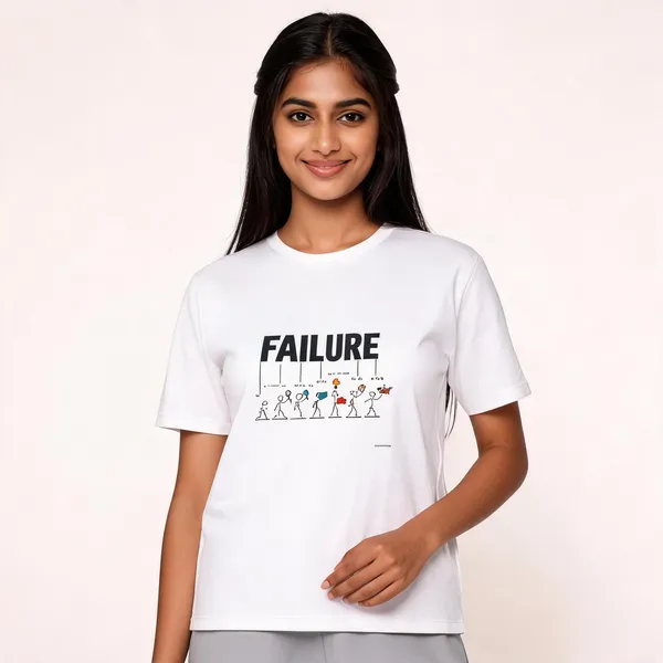 White_Cotton_Regular_Fit_Failure_Graphic_T-Shirt_For_Unisex