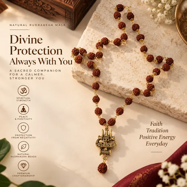 Gold_Plated_Rudraksha_Mala_With_Trishul_and_Damroo_Pendant