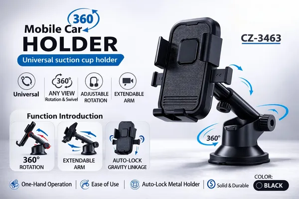 Black_Suction_Base_Adjustable_Cradle_Car_Phone_Holder