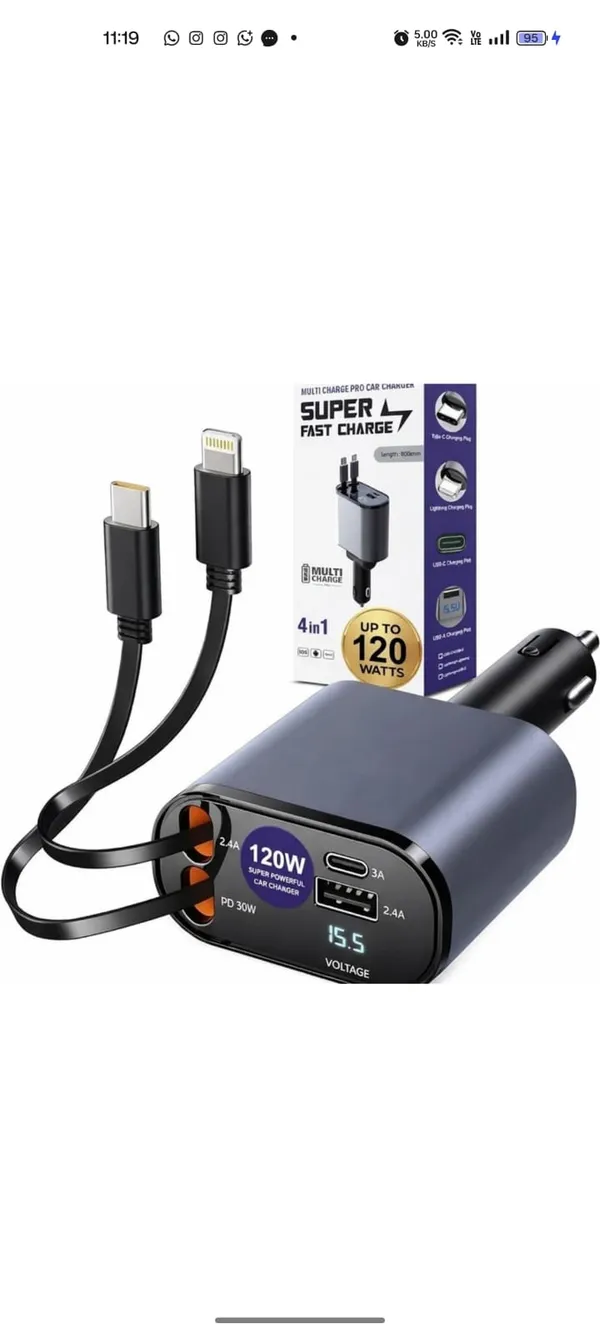 120W_4-In-1_Multi-Port_Car_Charger_With_Digital_Voltmeter