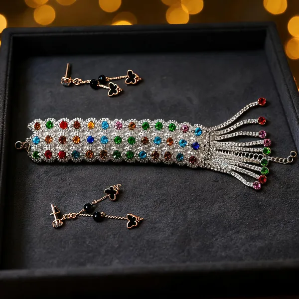 Silver_Plated_Ad_Multicolour_Stone_Bracelet_Earrings_Set_For_Women_-_Pack_of_2