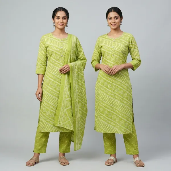 Green_Cotton_Straight_Printed_Kurta_Set_For_Women