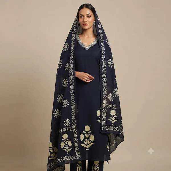 Navy_Blue_and_Gold_Kurta_Set_for_woman