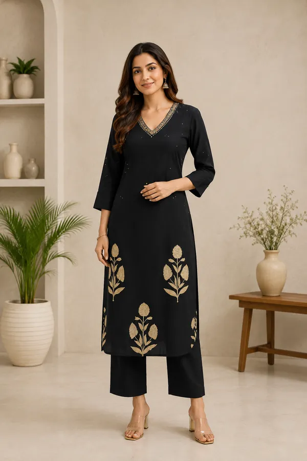 Navy_Blue_and_Gold_Kurta_Set_for_woman