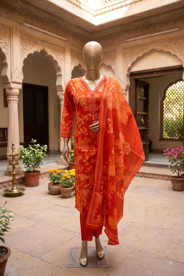 Orange_Cotton_Straight_Floral_Print_Kurta_Set_For_Women