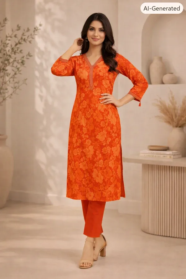 Orange_Cotton_Straight_Floral_Print_Kurta_Set_For_Women