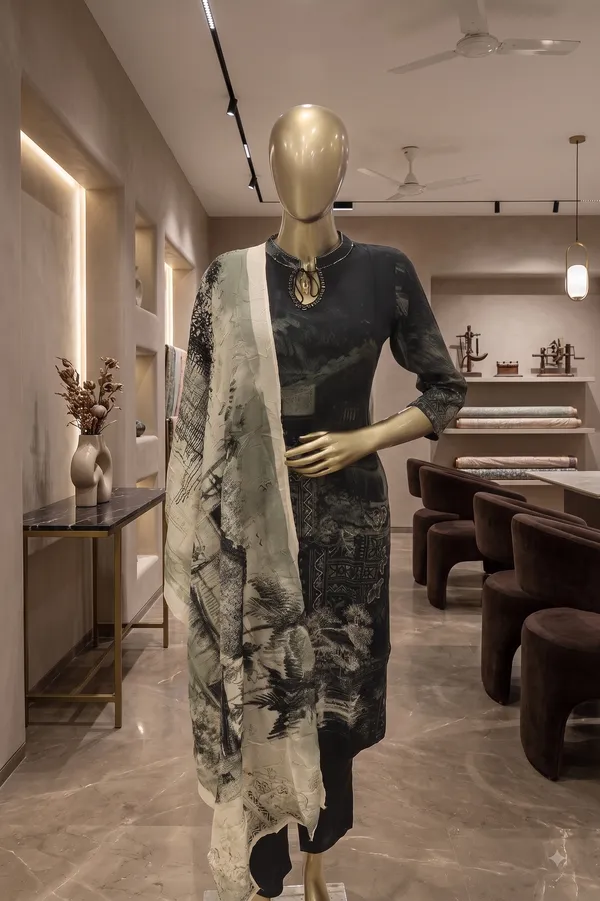 Black_Muslin_Straight_Printed_Kurti_Set_For_Women