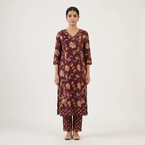 Maroon_Cotton_Straight_Floral_Print_Kurta_Set_For_Women