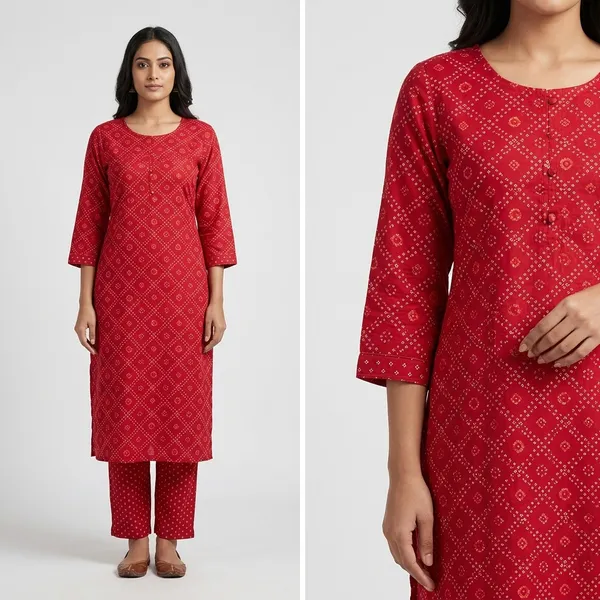Red_Rayon_Straight_Geometric_Print_Kurta_Set_For_Women